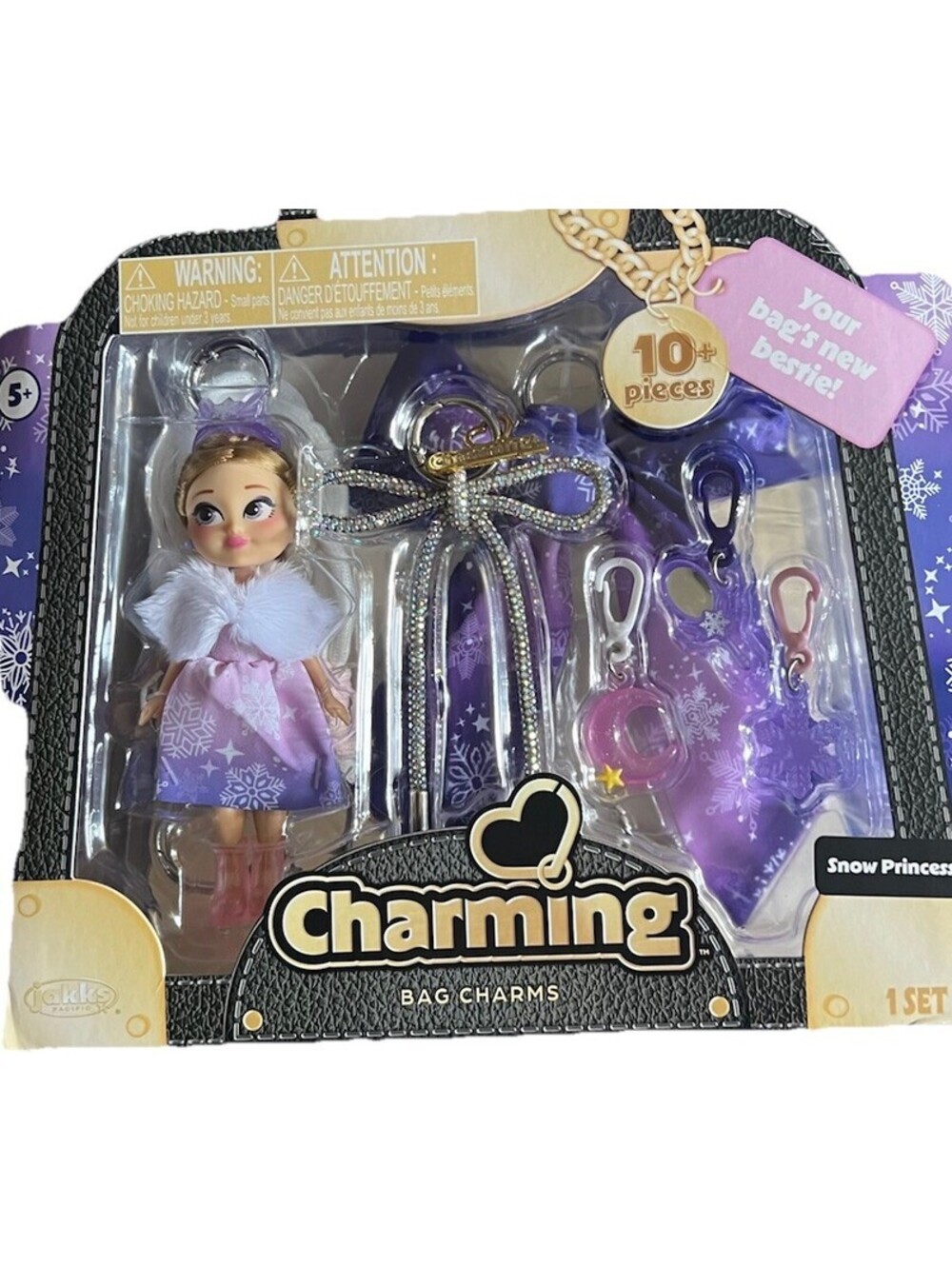 Charming Snow Princess Bag Charm by Jakks Pacific New